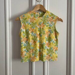 Vintage Floral Sleeveless Blouse – 1960s Style M
